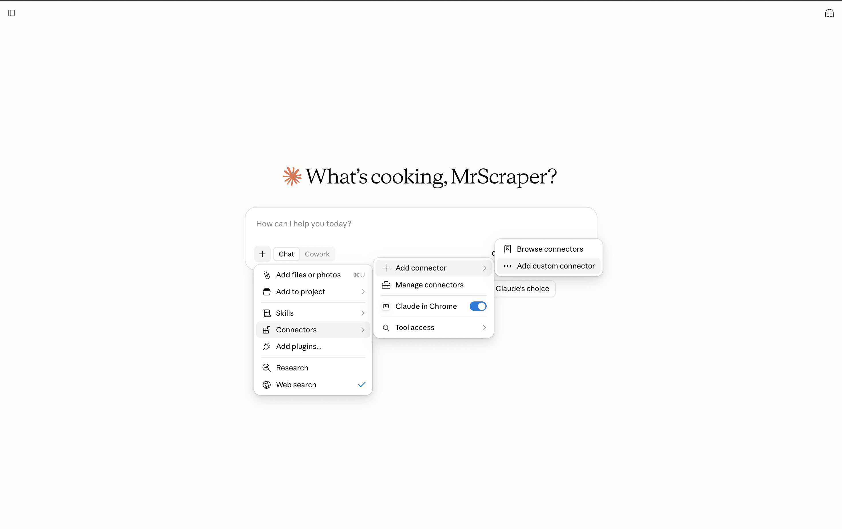 Open Add custom connector from a Claude chat
