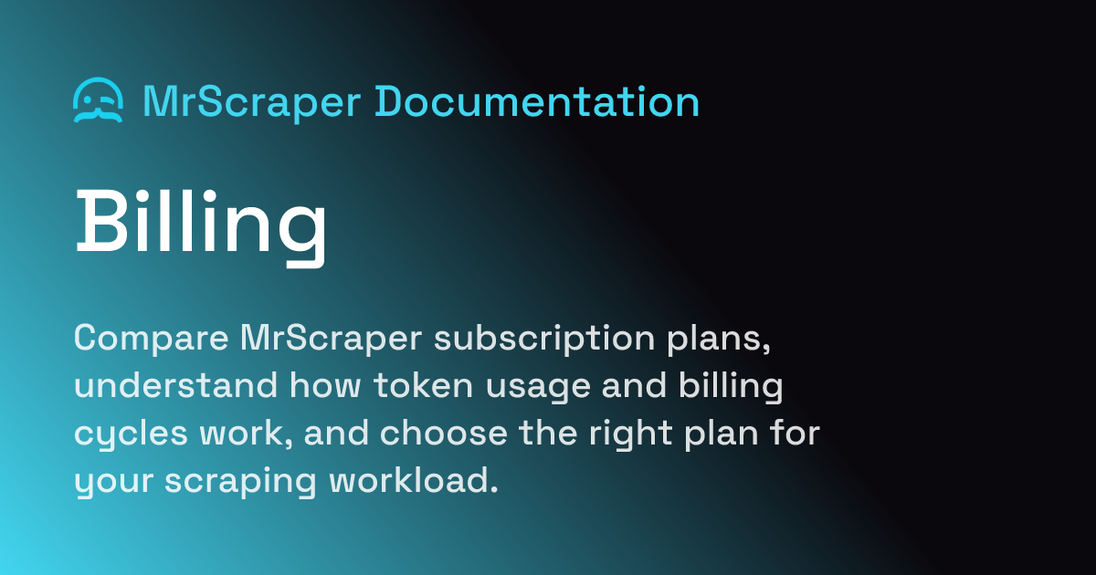 Billing | MrScraper Documentation